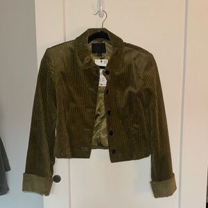 Zara Olive Corduroy Cropped Jacket
